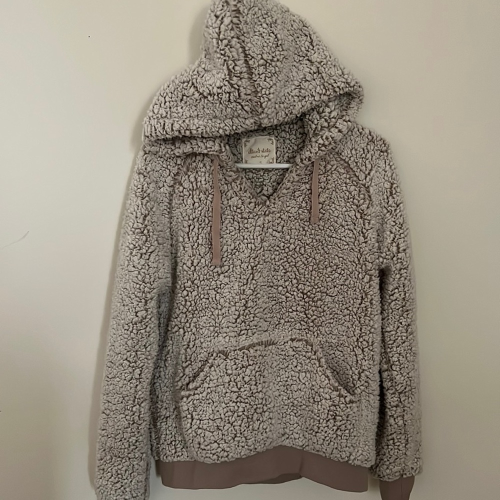 Altar’d State Oversize fleece hoodie sweatshirt light dusty pink pocket size S
